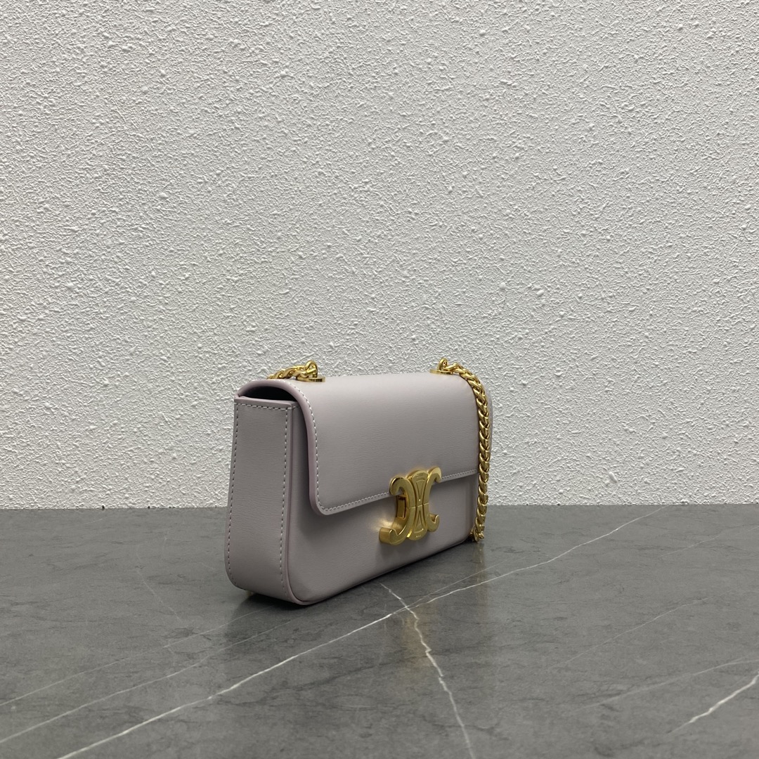 Celine Chain Shoulder Bag Claude In Shiny Calfskin Light Purple/Gold 197992